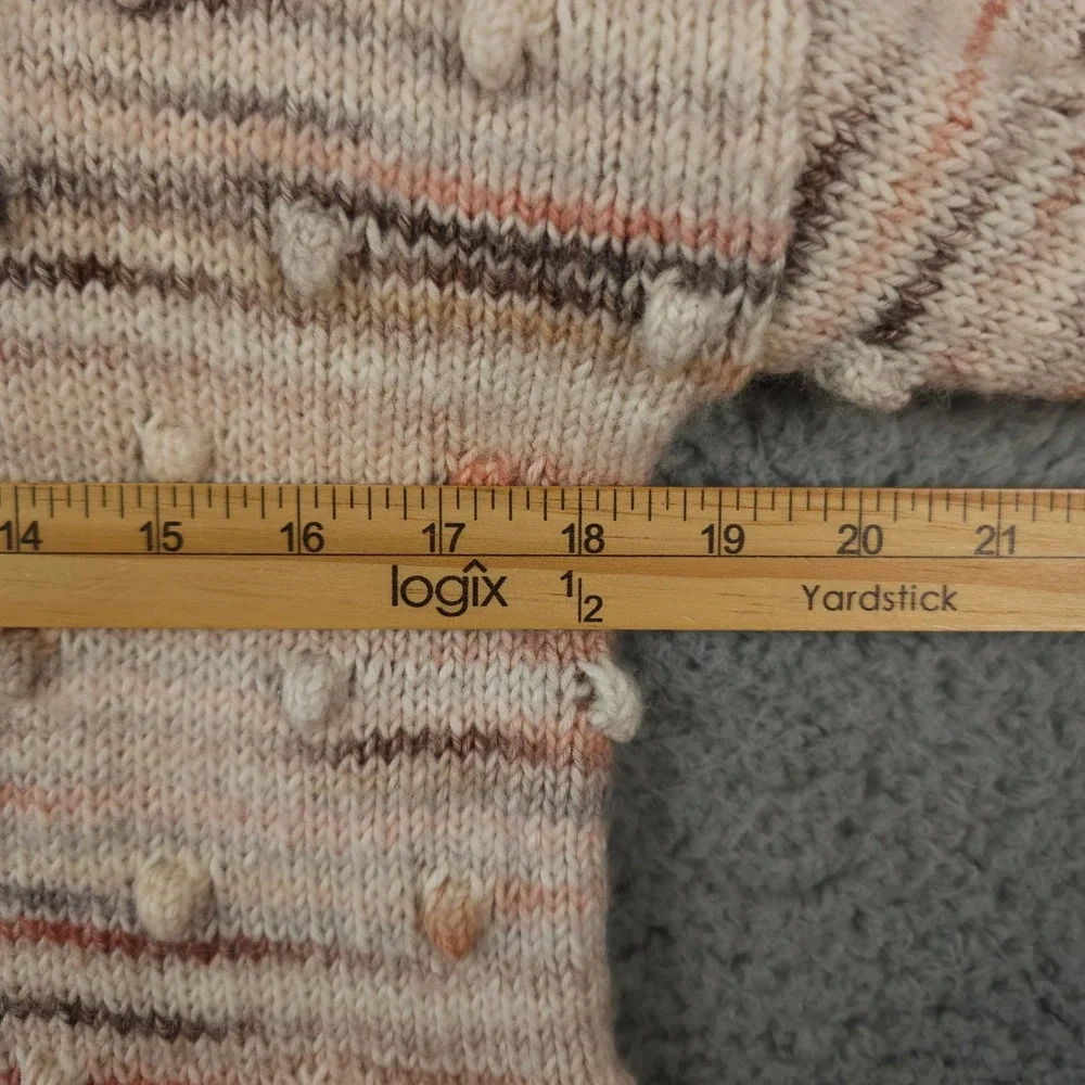 Ann Taylor LOFT Sweater‎ Womens Small Beige Bobble Striped Mock Neck Wool Blend